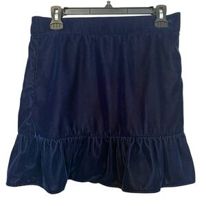 J.Crew Women's Blue Navy Velvet Tiered Skirt Small Elastic Waist Romantic